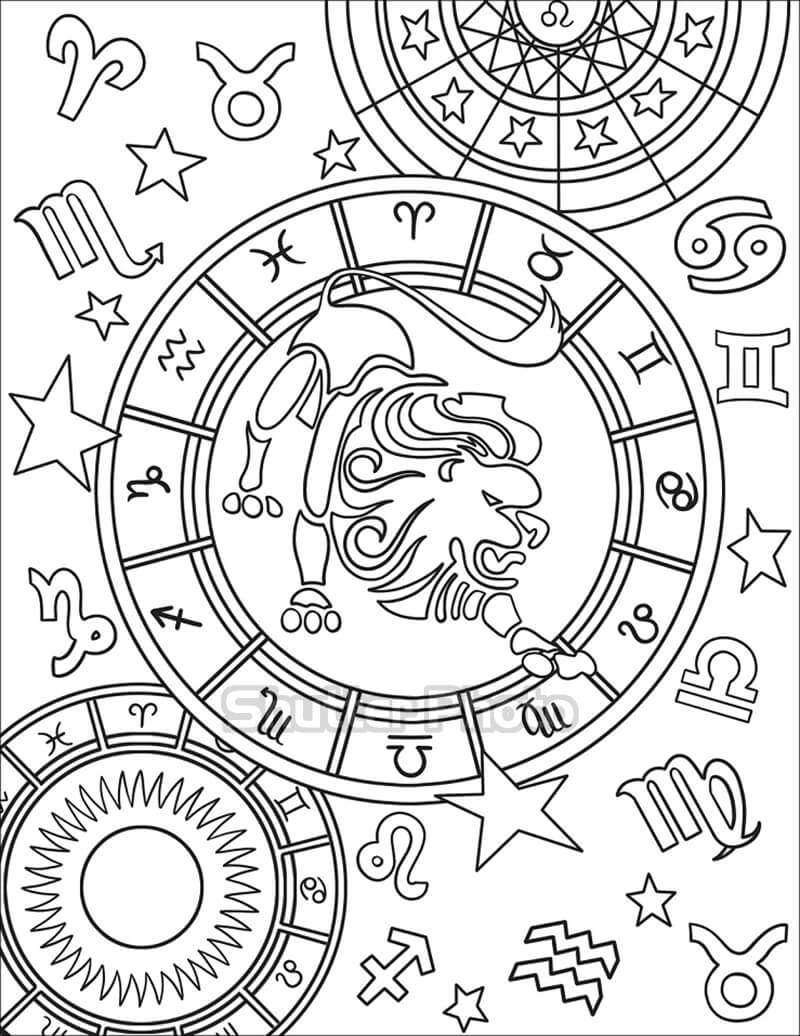Ausmalbild von 12 Zodiacs Leo 1