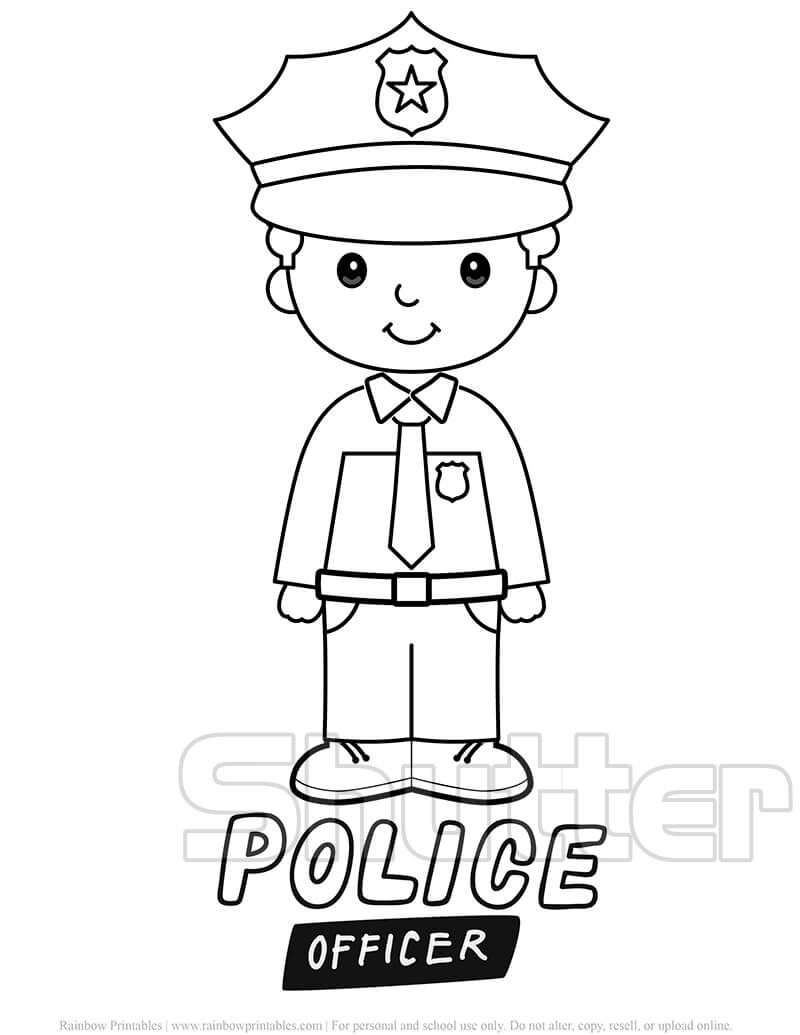 Bộ 15 tranh tô màu chú cảnh sát đẹp dễ tô cho bé