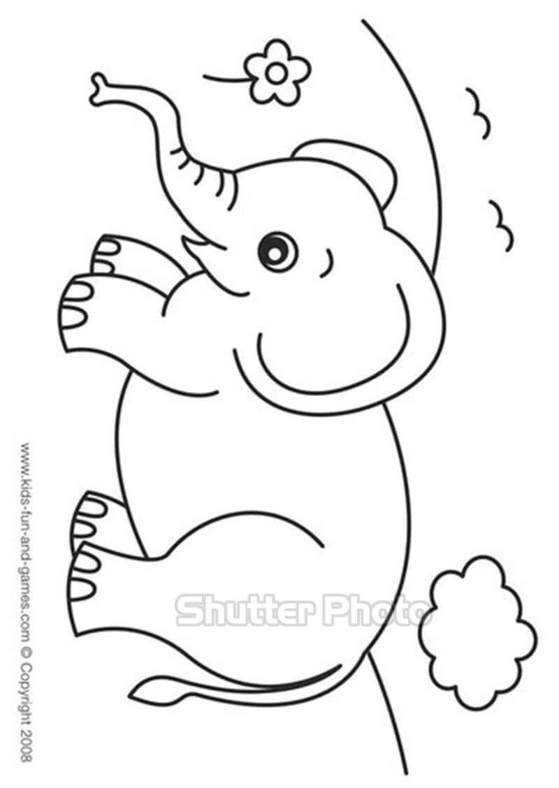 Tranh tô màu con voi sinh động cho bé