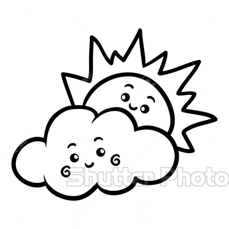 Bộ tranh tô màu mặt trời và đám mây đẹp nhất cho bé tập tô Update 01/2023