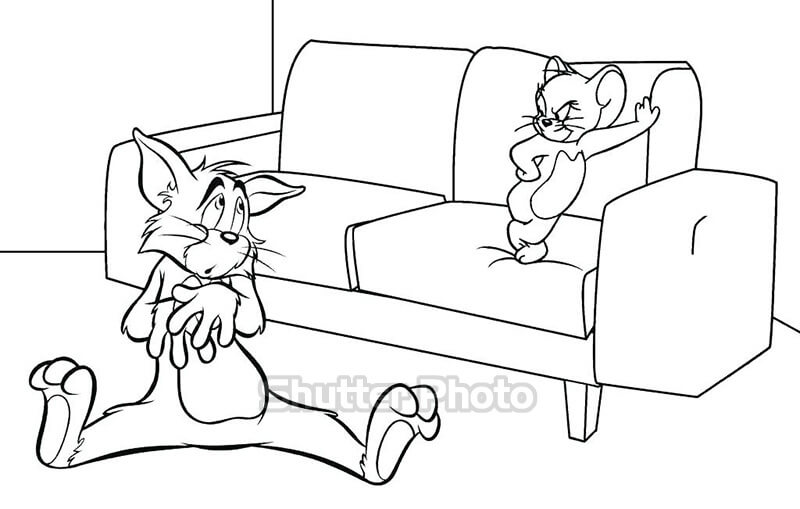 Tô màu Tom và Jerry Vui Vẻ  Trang Tô Màu Cho Bé