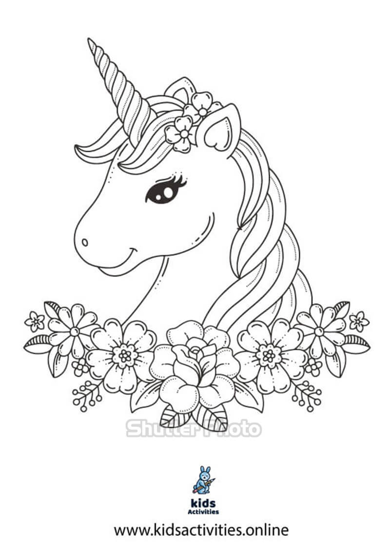 Bộ 25 tranh tô màu kỳ lân unicorn đáng yêu dễ thương dành riêng cho bé
