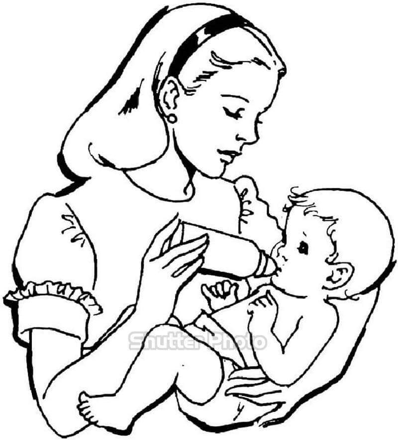 tranh tô màu mẹ và bé