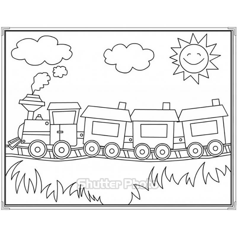 Tranh tô màu tàu hỏa cho bé Chất lượng tốt hình ảnh đơn giản
