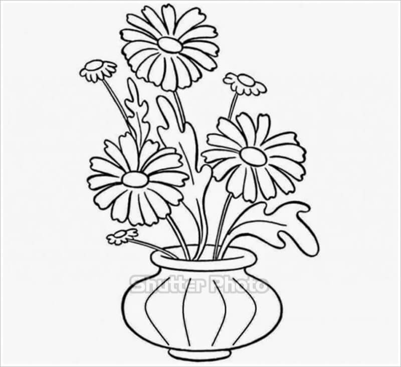 Những mẫu tranh tô màu lọ hoa đơn giản mà đẹp Update 12/2023