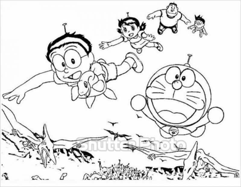 Hướng dẫn vẽ tranh doraemon và nobita và những người bạn