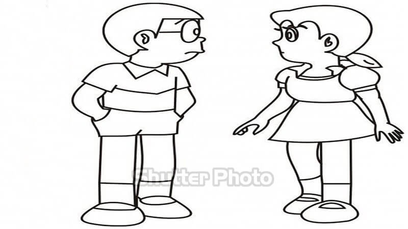 Top tranh tô màu Nobita ngộ nghĩnh cho bé tập tô tại nhà