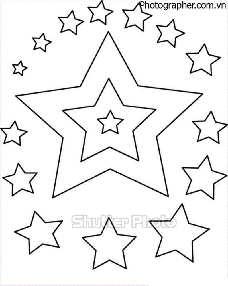 Tranh tô màu ngôi sao đẹp lấp lánh dễ thương để bé tập tô