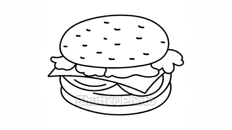 Tải tranh tô màu Hamburger Đơn Giản
